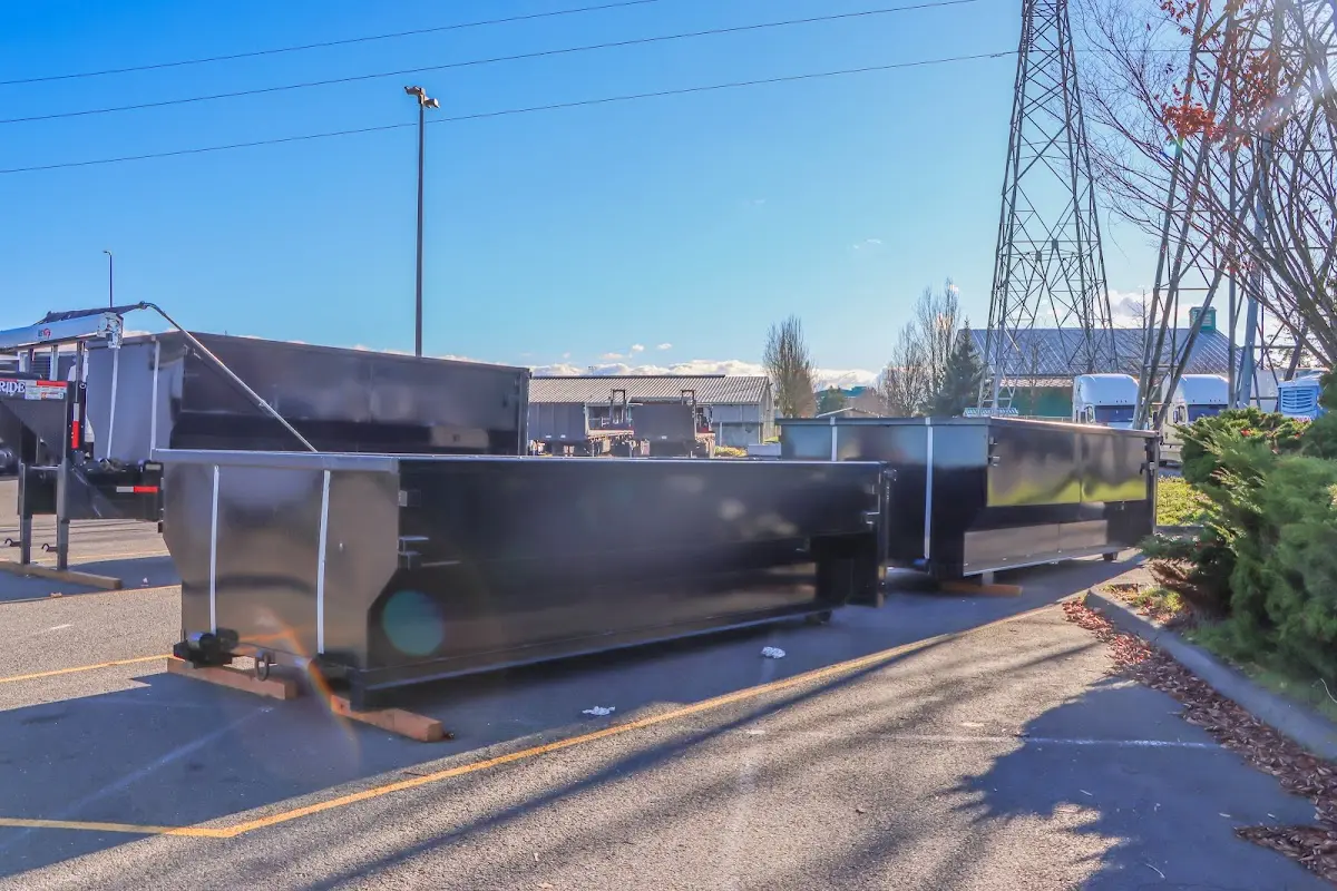 Roll-off dumpster ready for waste disposal at job site for Concrete Dumpster Rental in St. Augustine Shores